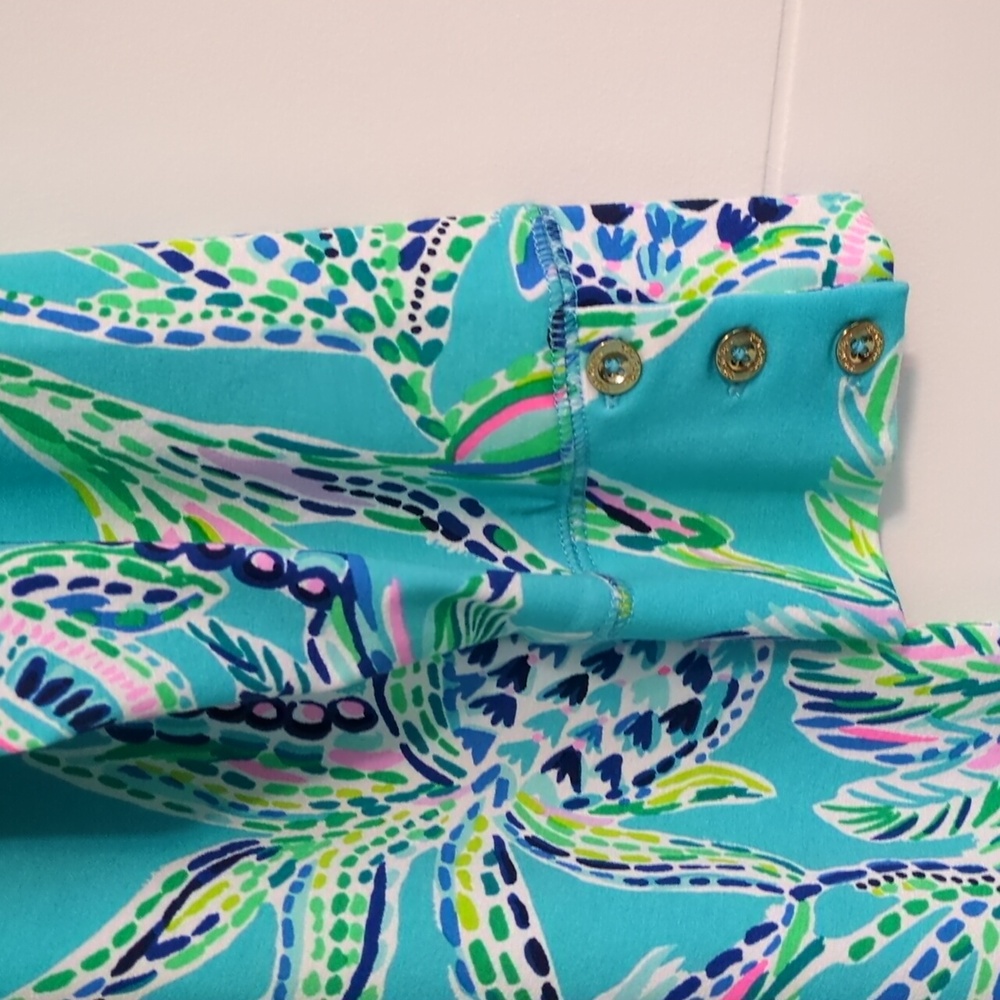 Lilly Pulitzer Turquoise Palm-Print Long Sleeve Dress - Picture 6 of 10
